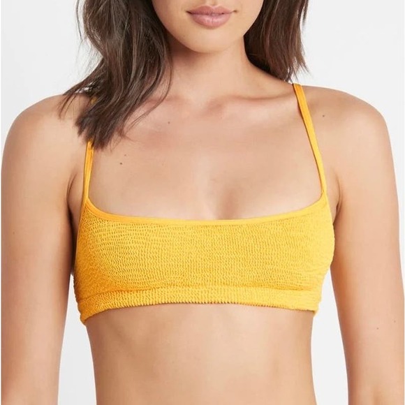 BOND-EYE Strap Saint Crop Bikini Top Womens One Size Sunny Eco Yellow NWT - Picture 2 of 9